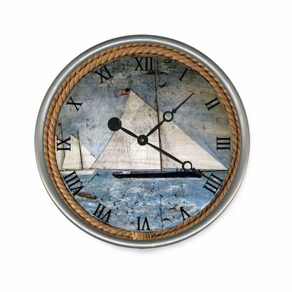 Homeroots 18 in. Vintage Nautical Sailboats Wall Clock 401581